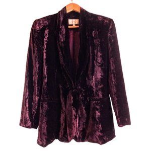 Vintage Cache Merlot Crushed Velvet Belted Jacket